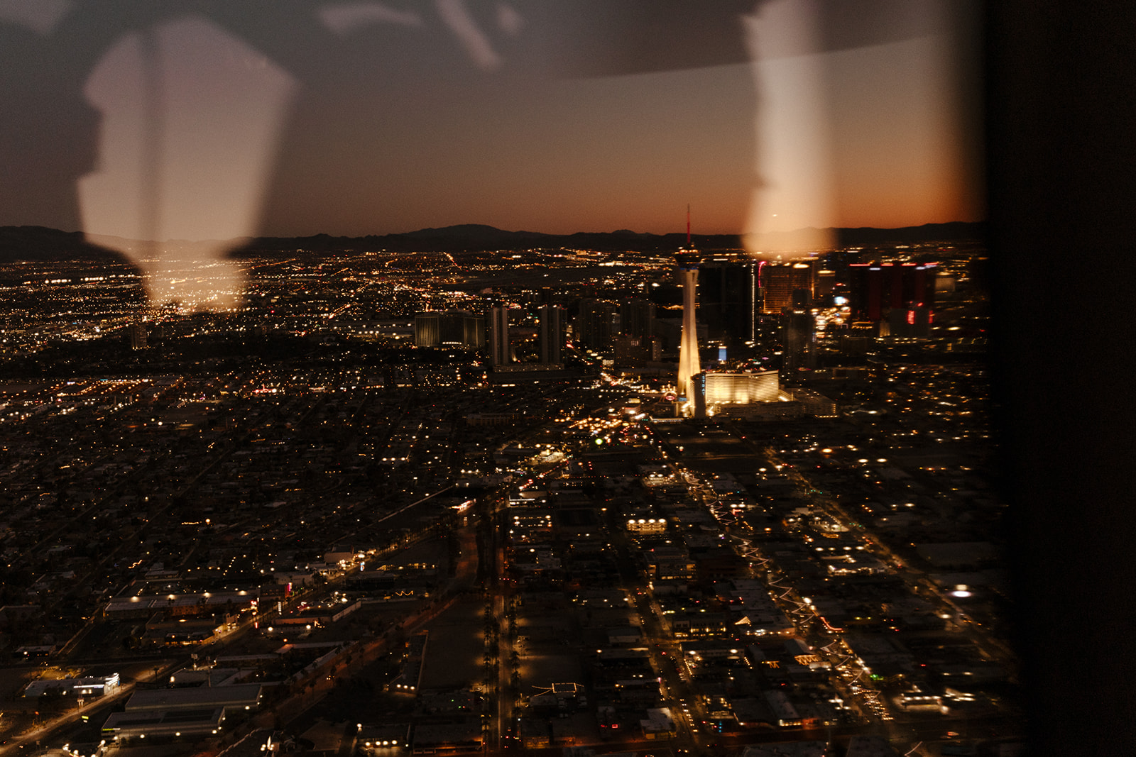 night view of vegas from helicopter