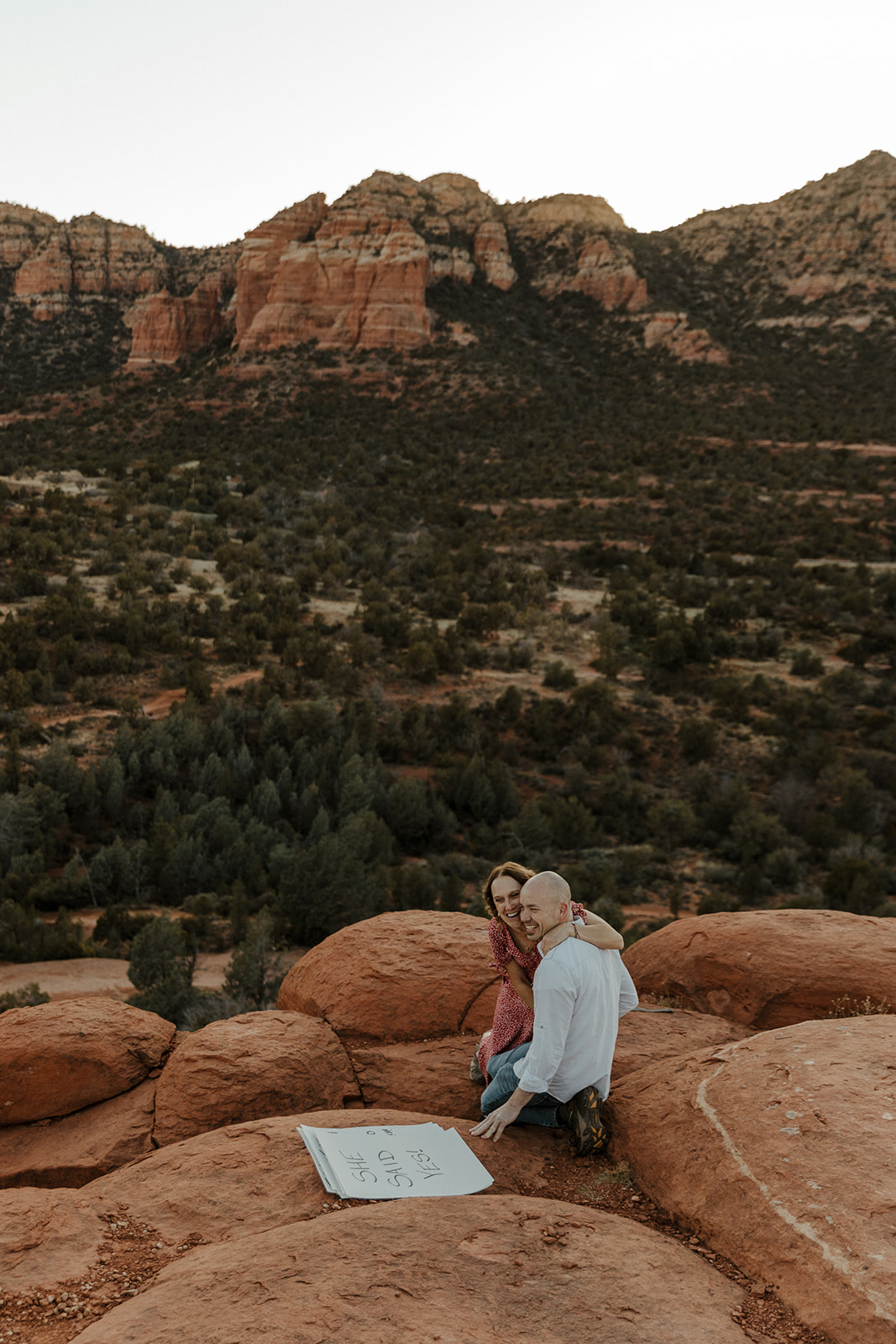 emotion filled couple during their arizona proposal 