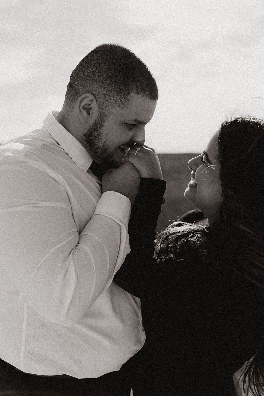 black and white formal wear Grand Canyon Engagement Photos
