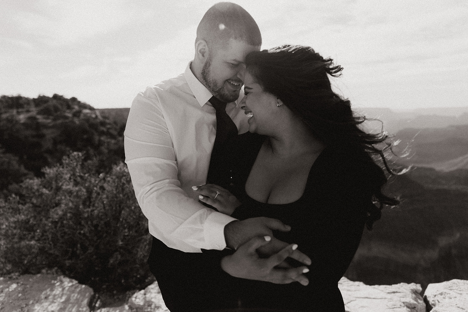 black and white Grand Canyon Engagement Photos