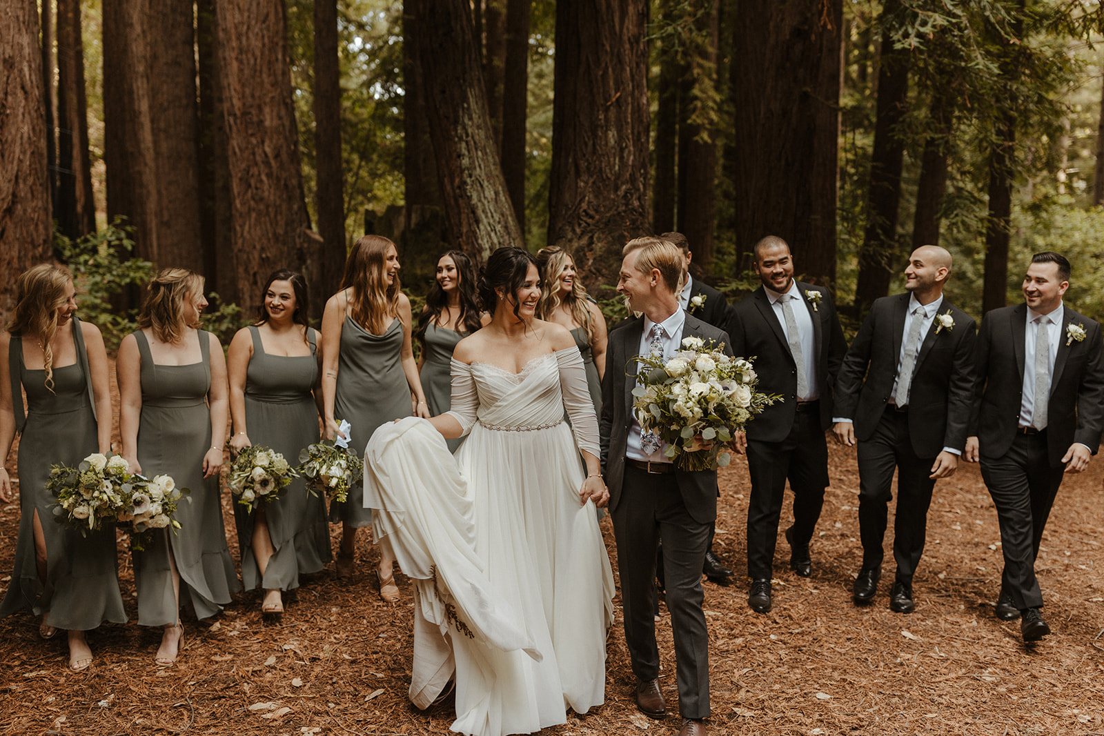 wedding party of redwood forest wedding 