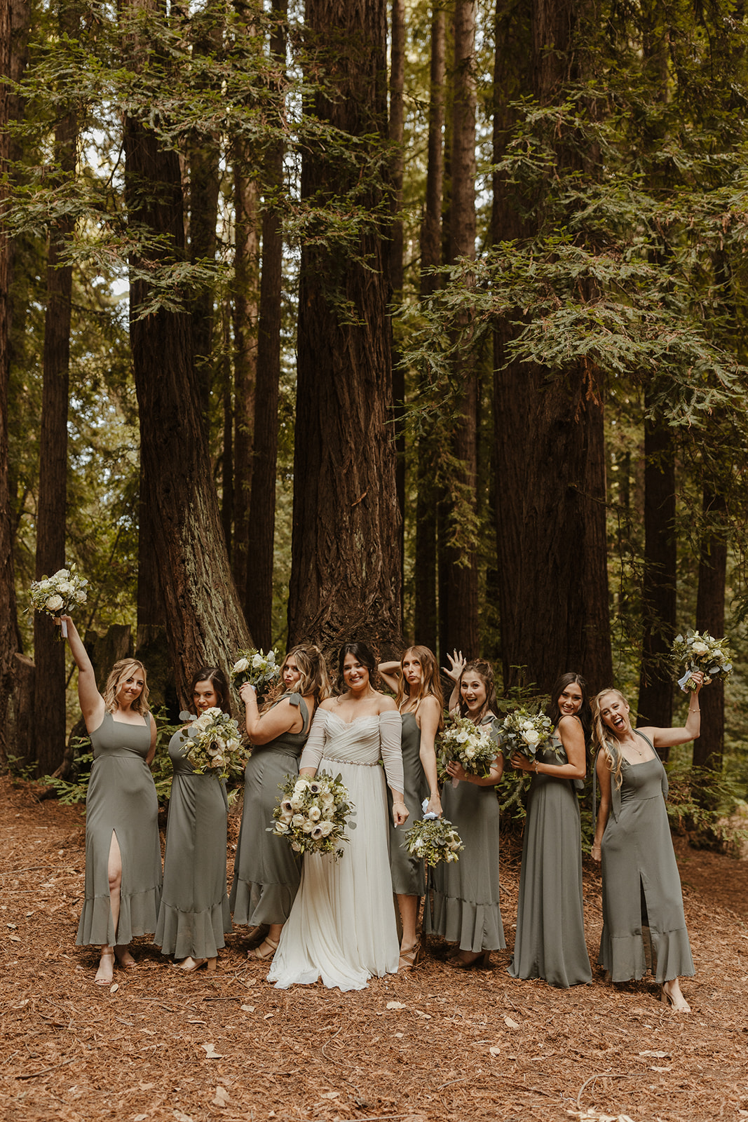 wedding party of redwood forest wedding 