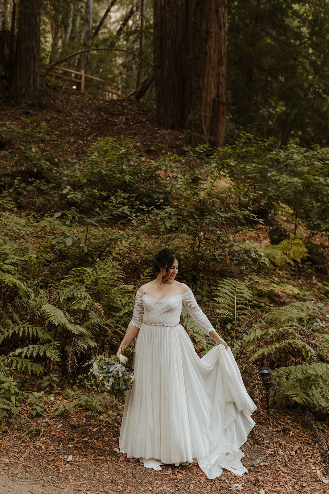 bride portraits for redwood forest wedding 