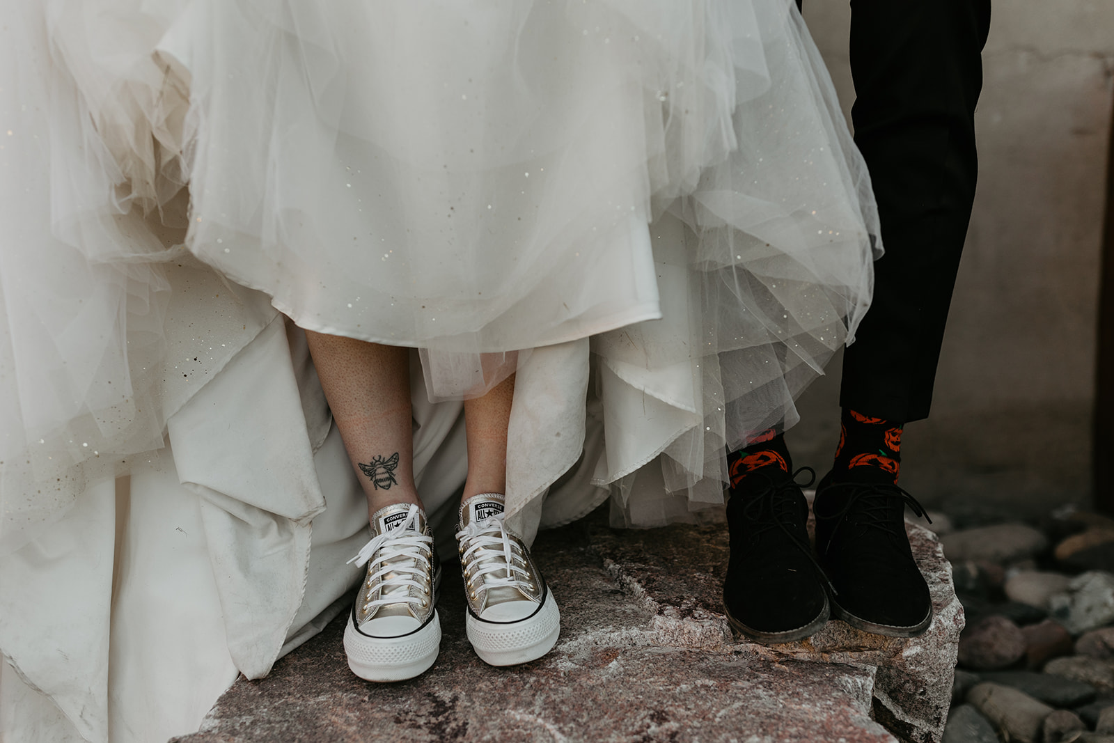 bridal couple's shoes 