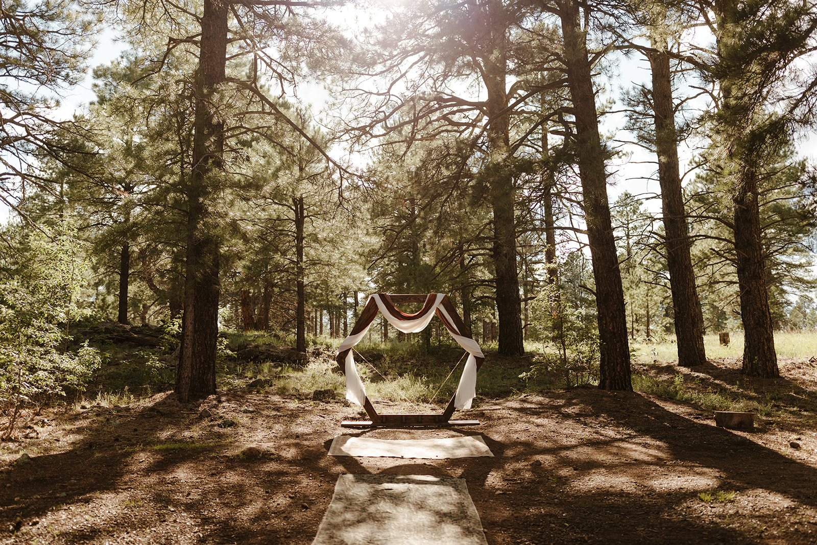 ceremony altar at aldea wedding in the woods, one of Arizona's forest wedding venues