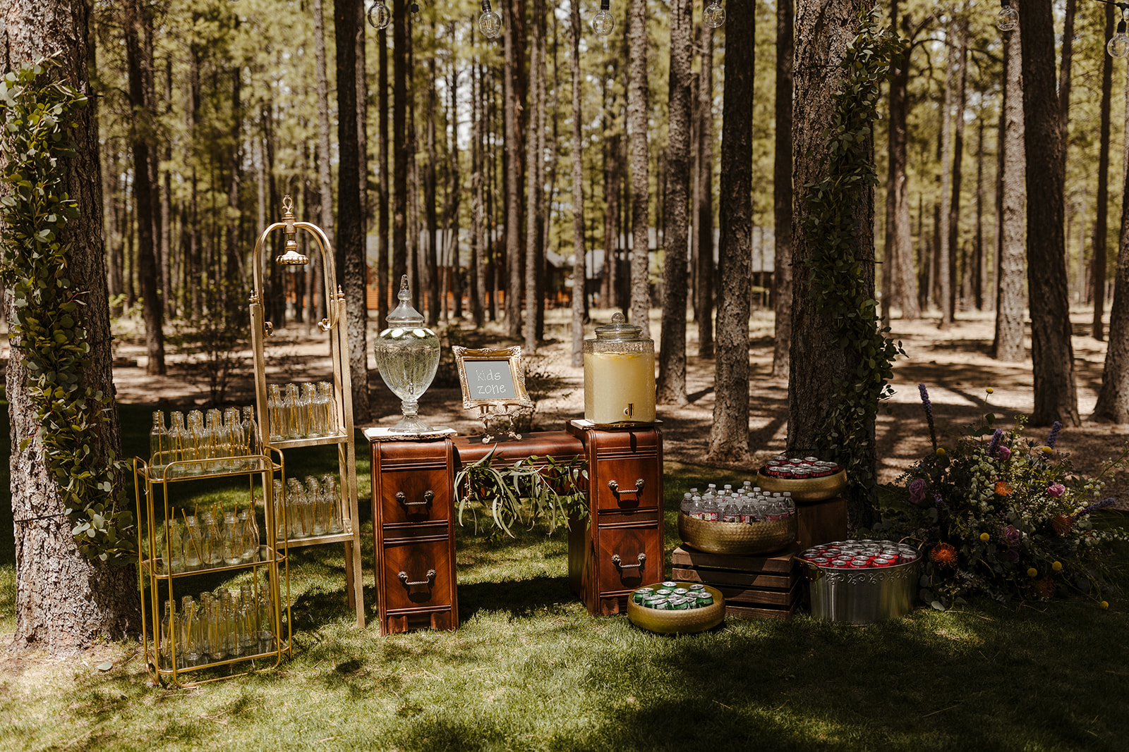 kids zone at beautiful forest wedding 