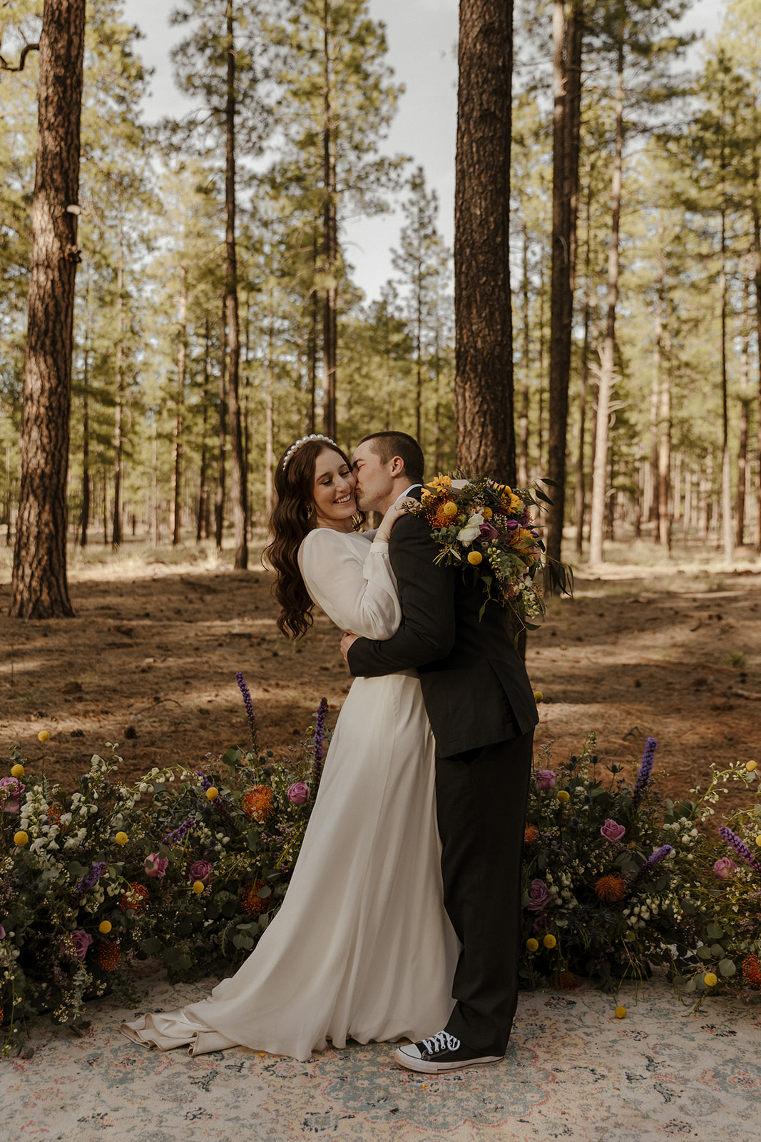 bride and groom portraits at beautiful forest wedding 