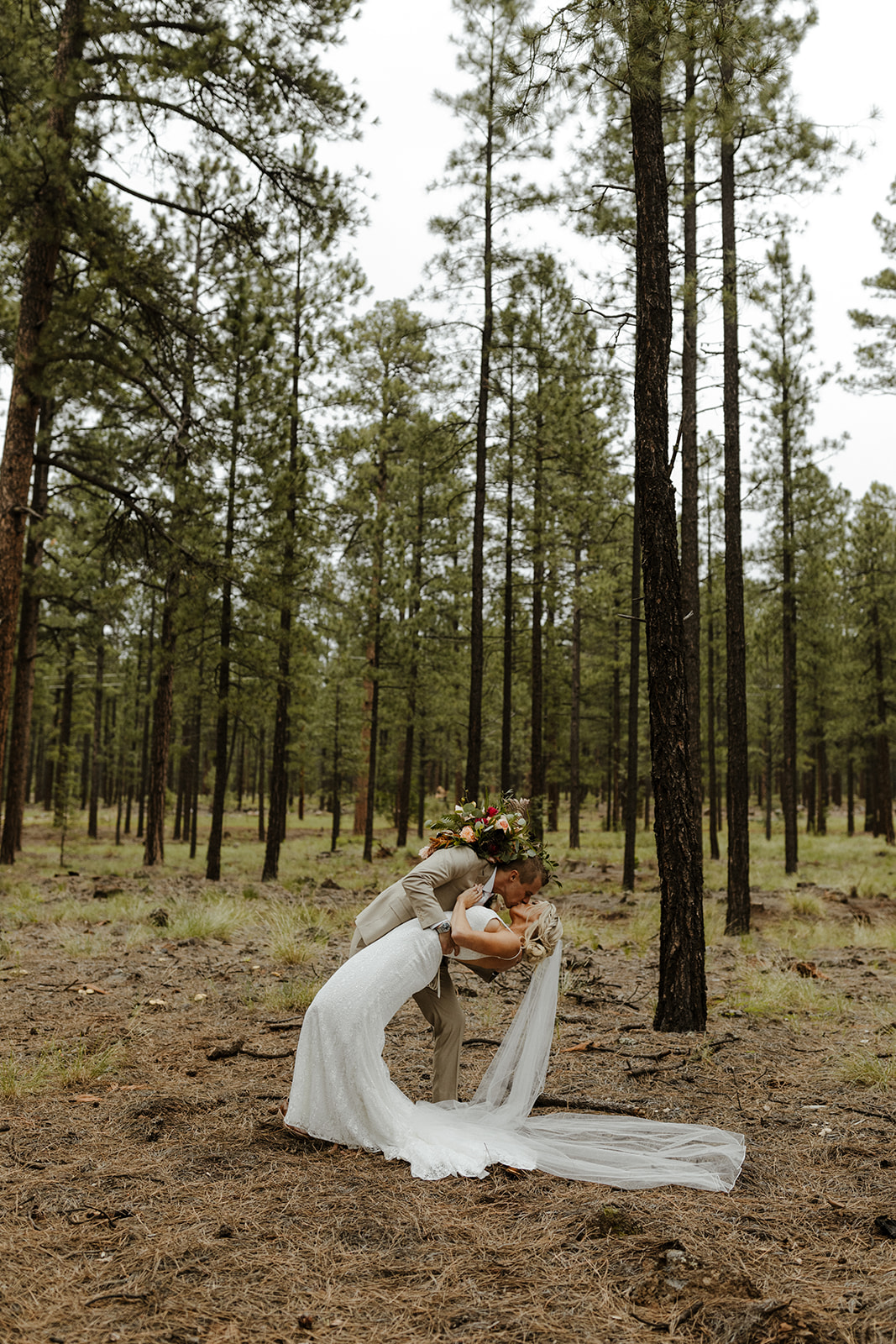bridal portrait in the woods at one of Arizona's forest wedding venues