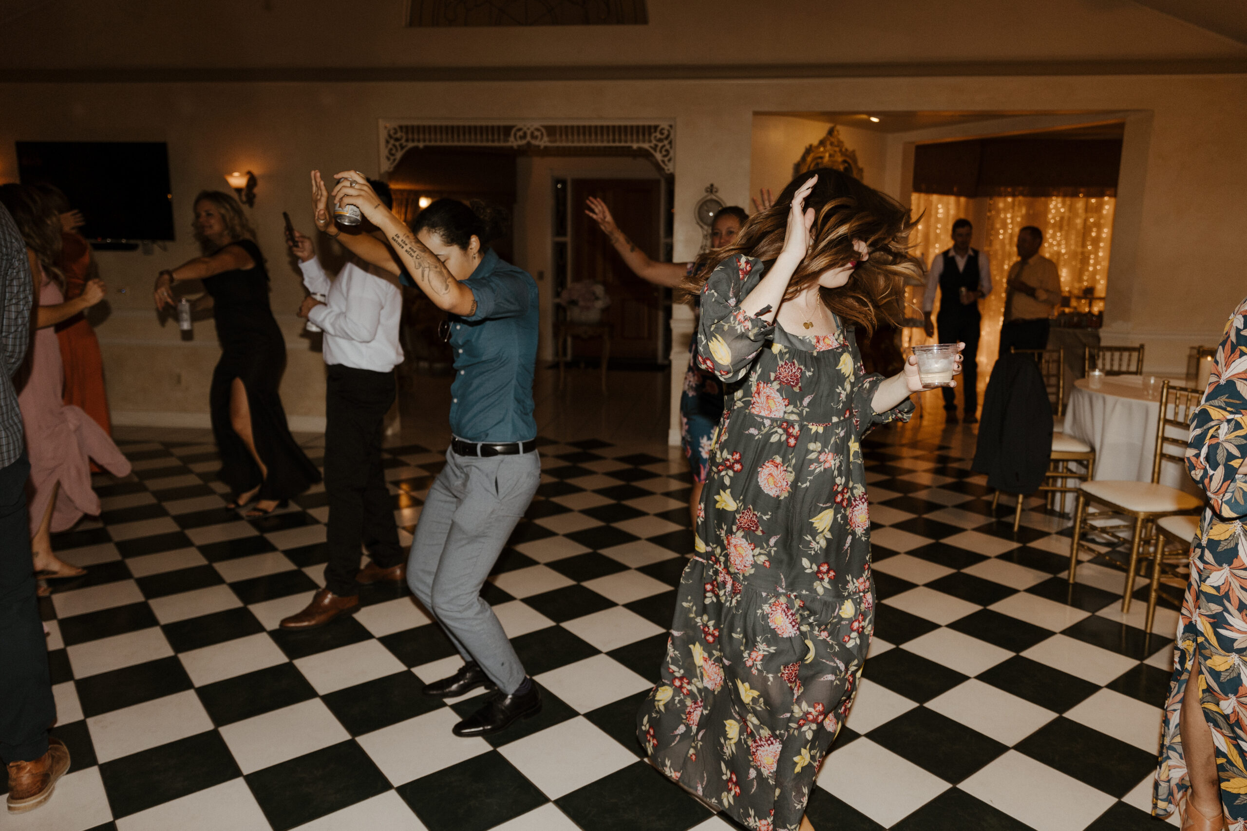 wedding guests dancing at after party for garden wedding in arizona 