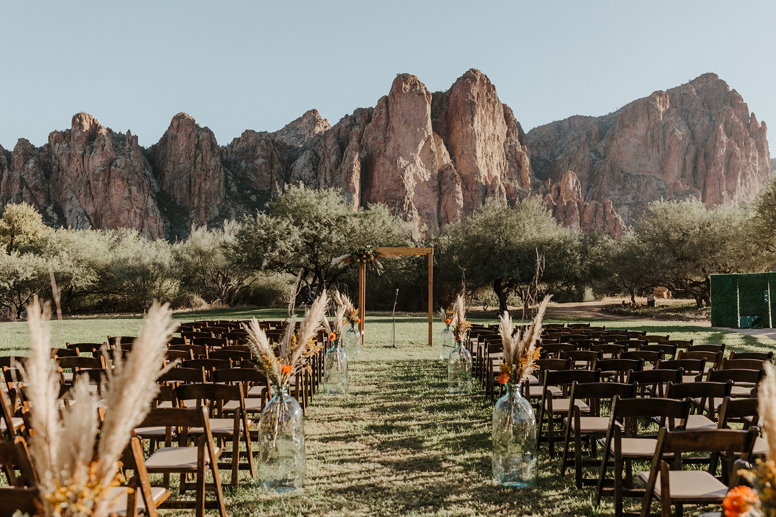 ceremony space with mountains behind at the Saguaro Lake Guest Ranch Wedding venue 