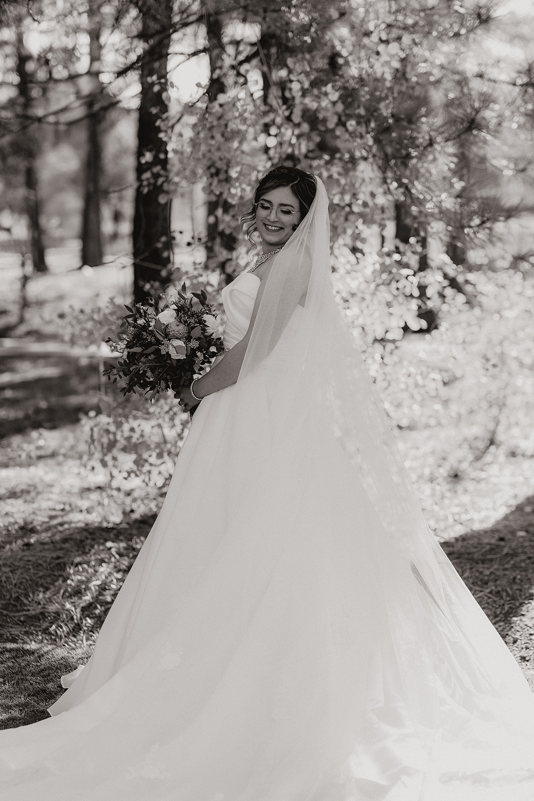 Bride patiently waits for her groom before his dreamy Flagstaff wedding