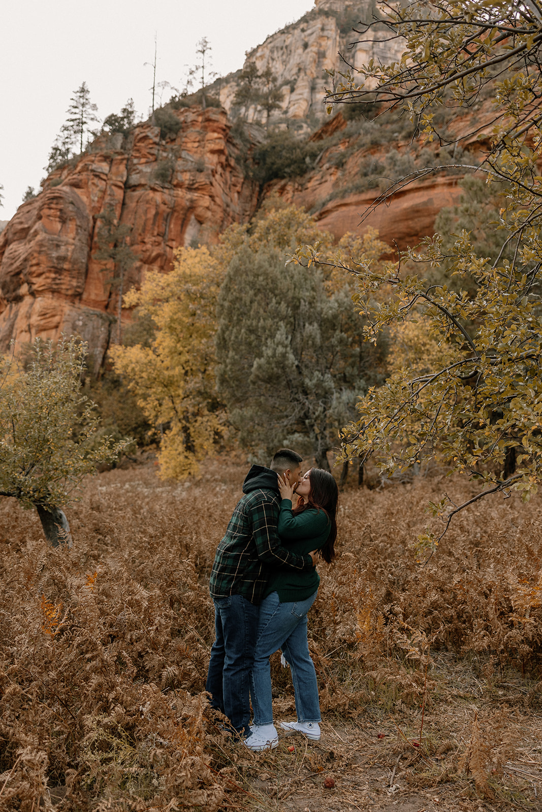 Beautiful couple shares a romantic moment during their dreamy Arizona engagement photoshoot in nature!