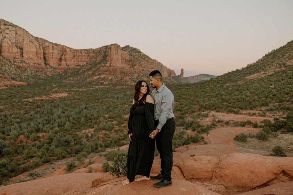 Stunning couple pose with the dreamy Arizona mountains in the background!