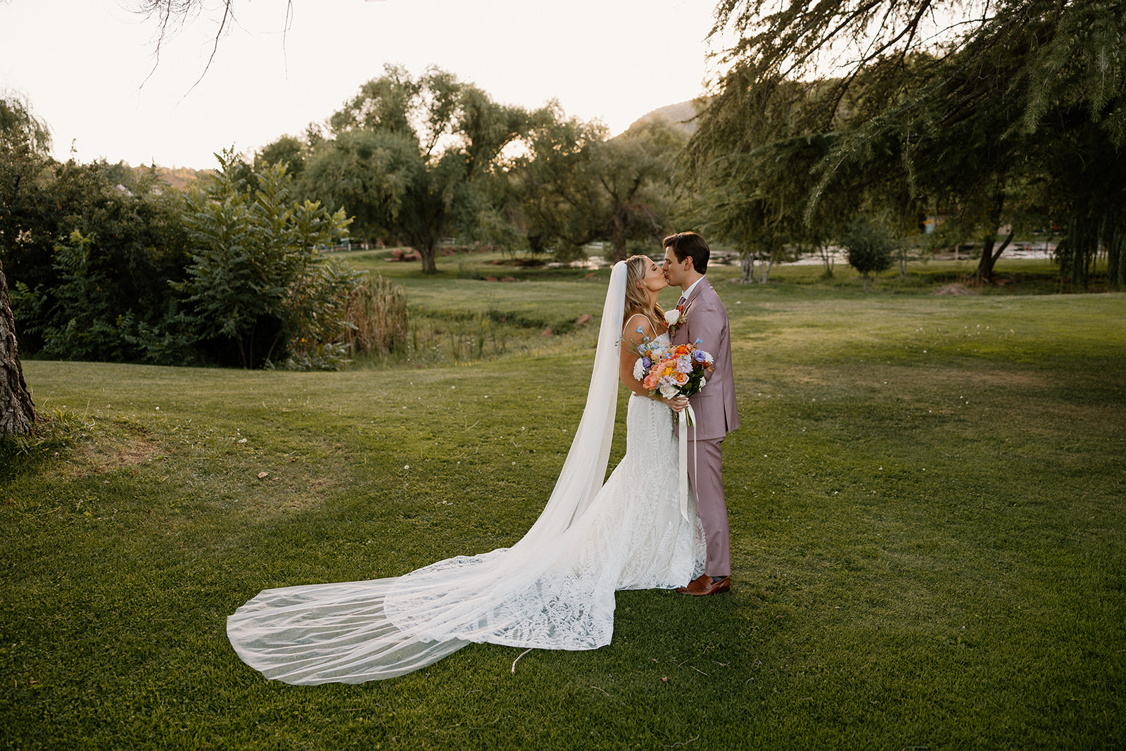 stunning bride and groom share a kiss after their romantic Poco Diablo Resort wedding