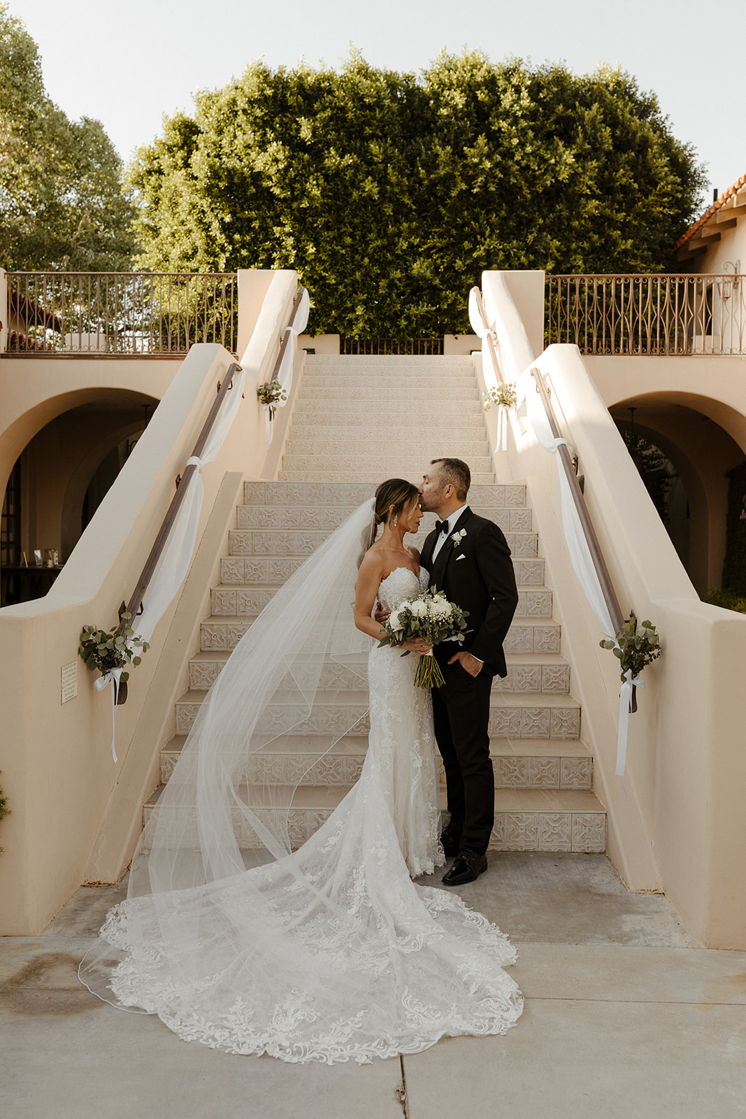 Bride and groom share an intimate moment together after their Arizona wedding day