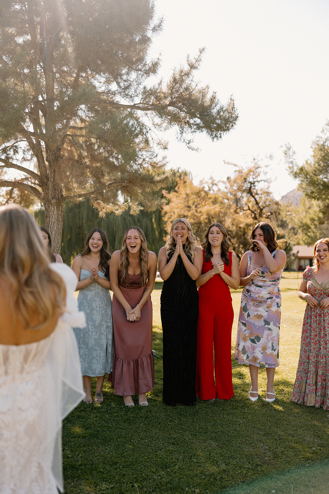 Bride celebrates with her girls before her stunning Arizona fairy garden wedding