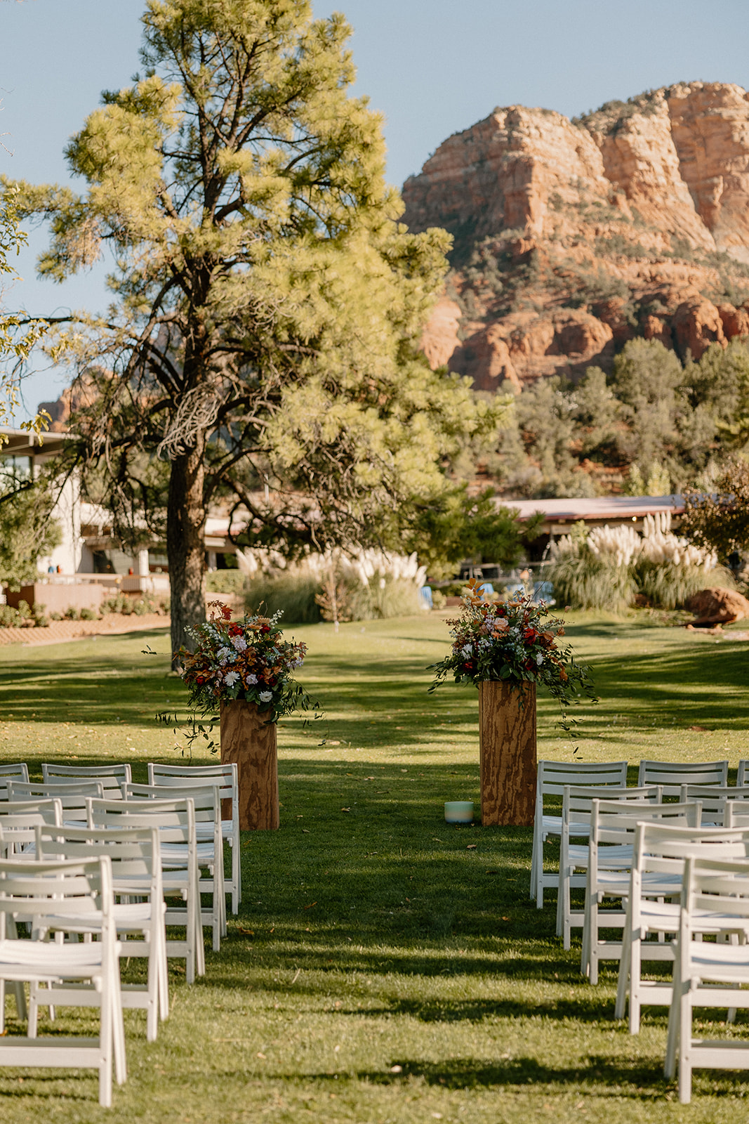 Beautiful wedding ceremony decor set up in Arizona