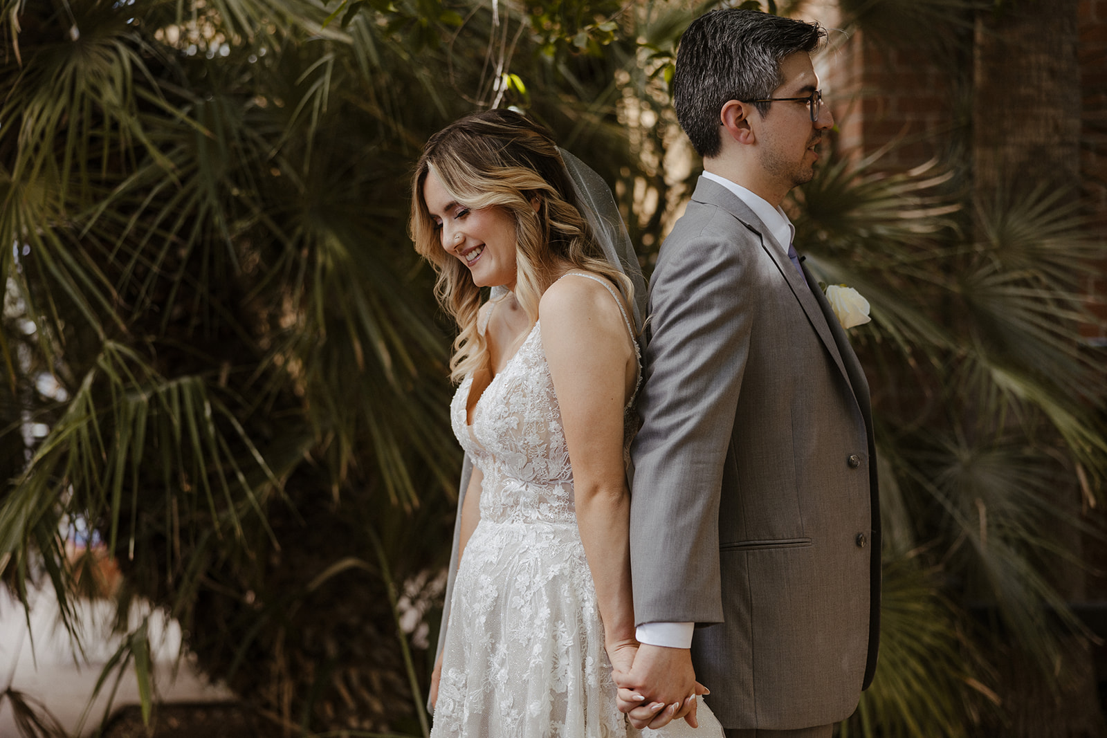 Bride and groom do a first touch photoshoot before their dreamy Arizona wedding day!