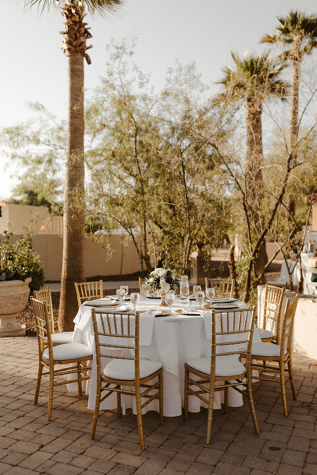 The secret garden event center all set up and ready for the Arizona wedding day