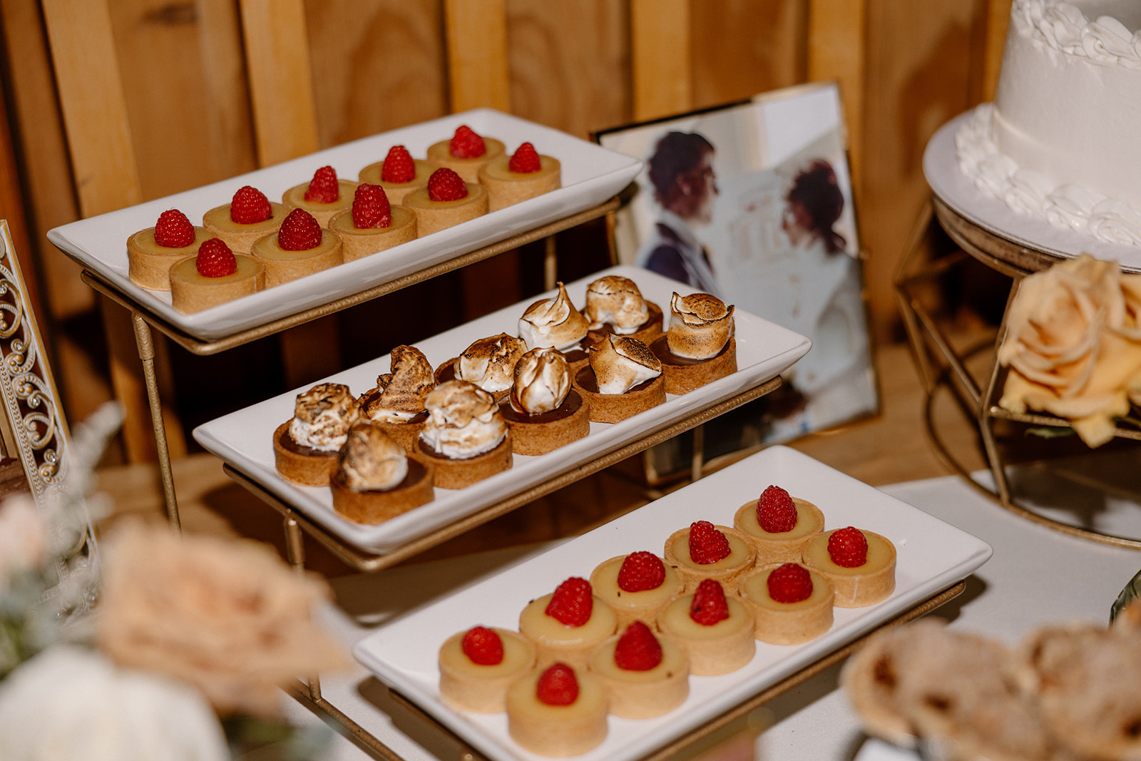 delicious looking desserts sit ready for guests to devour them at the dreamy Arizona desert wedding reception