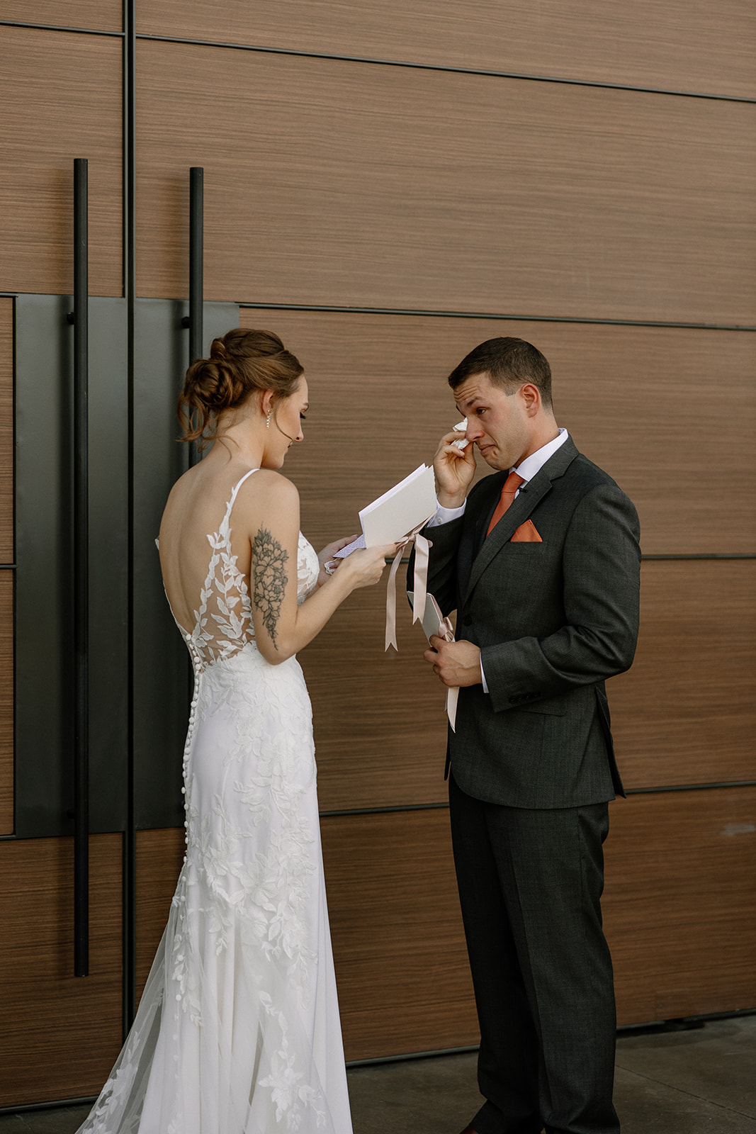 Bride and groom have a teary private vow ceremony before their dreamy AZ desert wedding