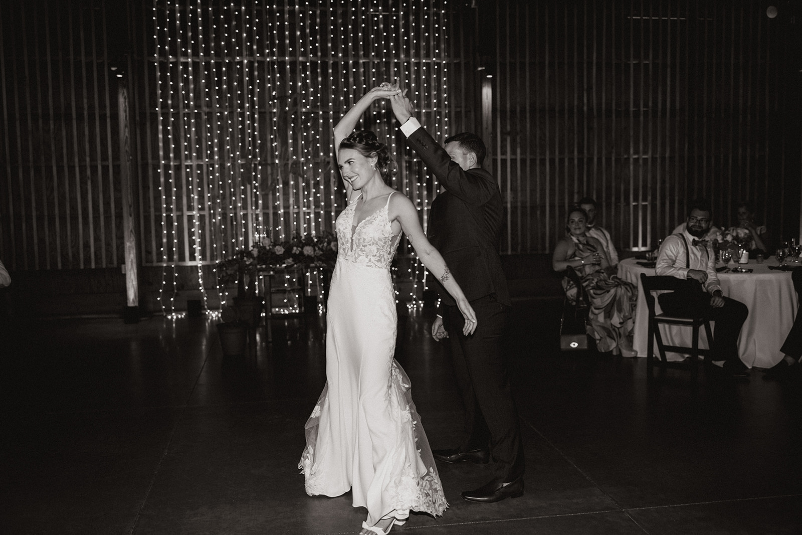 Bride and groom share their first dance 