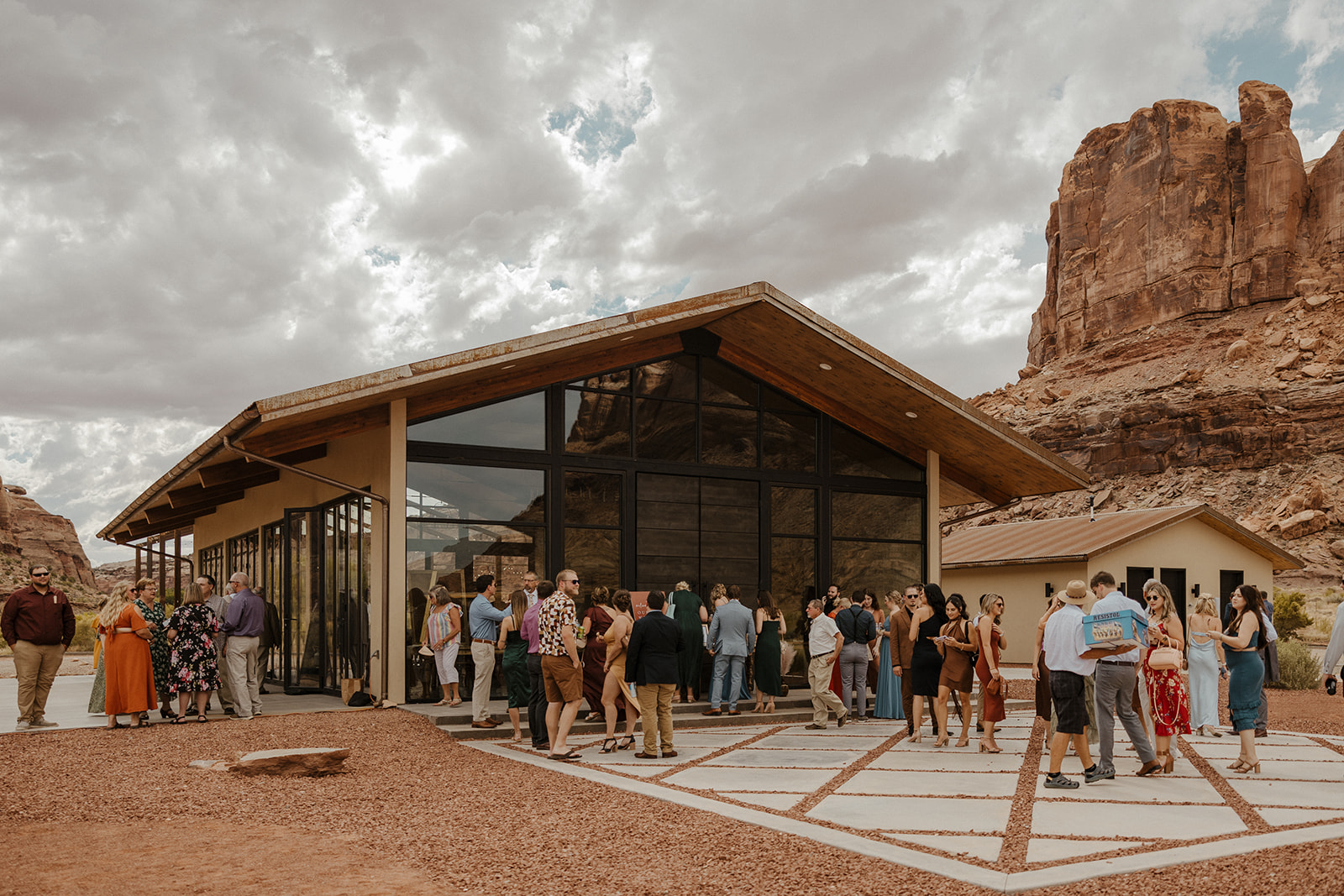guests mingle at the dreamy red earth wedding venue in Arizona!