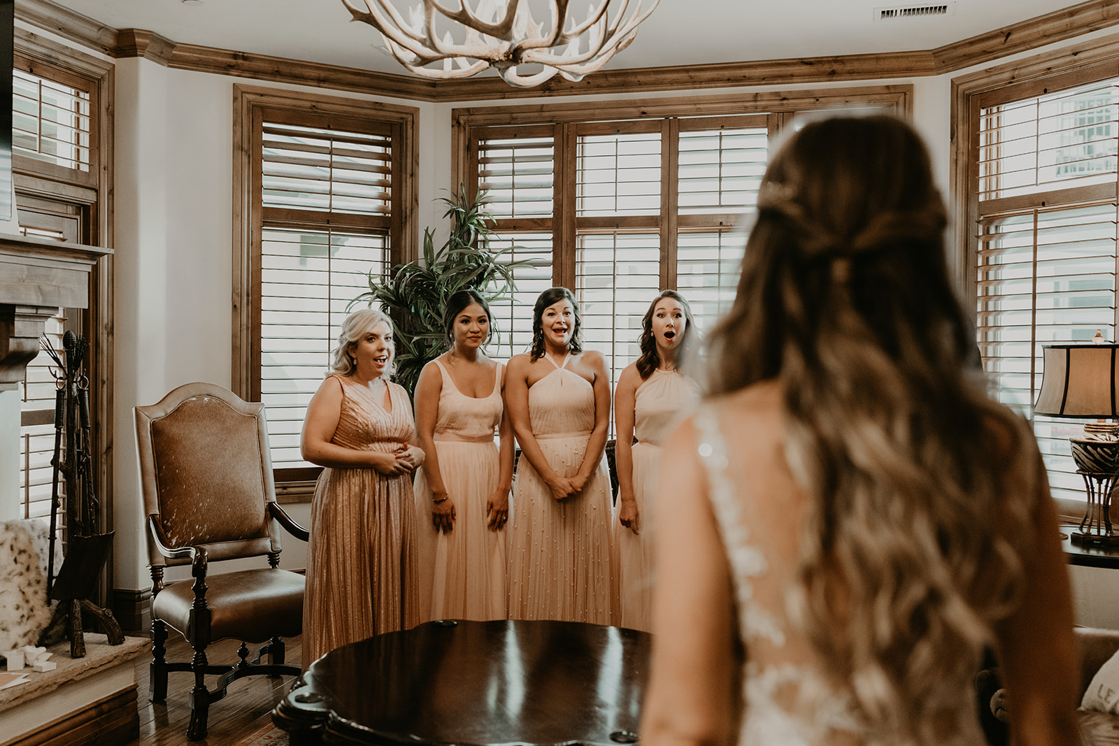 bridesmaids react to the stunning bride as they get their first look 