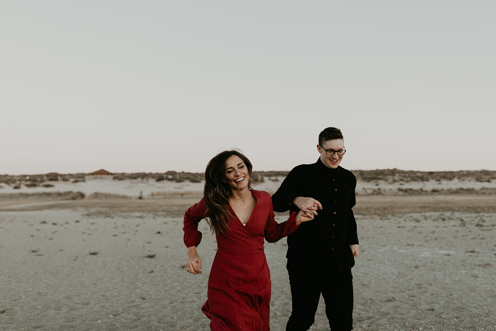 couple pose together in the gorgeous Utah nature during their outdoor engagement photoshoot 