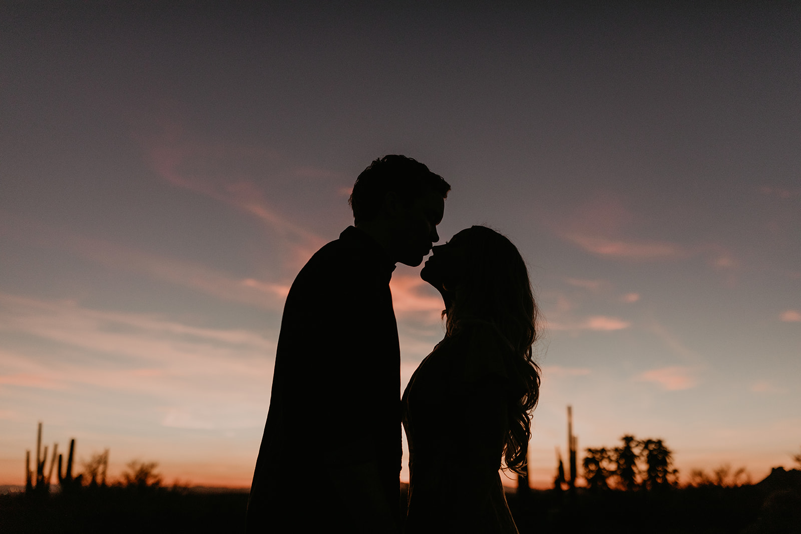 dreamy late night lost dutchman state park engagement photoshoot