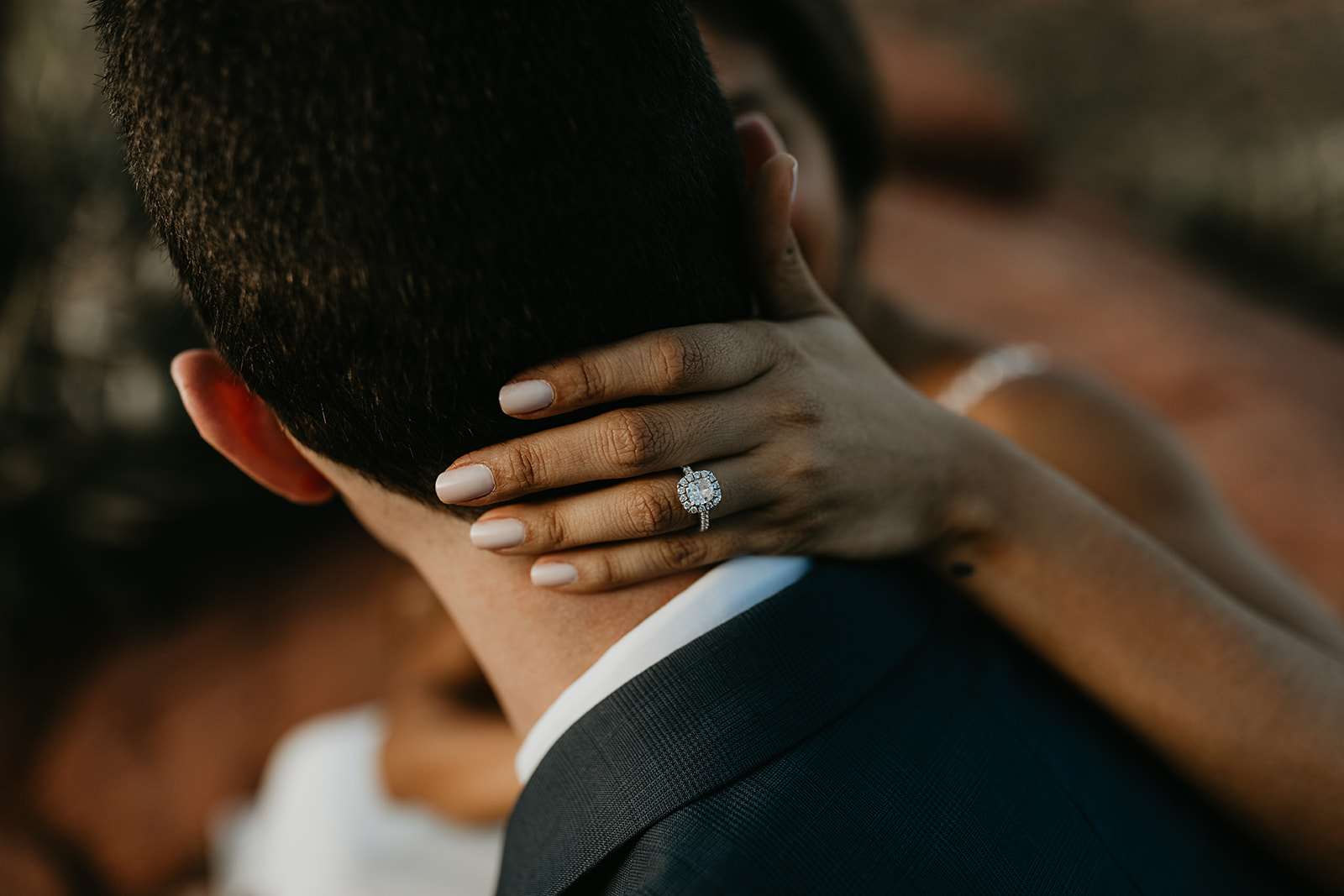 detail shot of a beautiful engagement ring during an Arizona engagement photoshoot