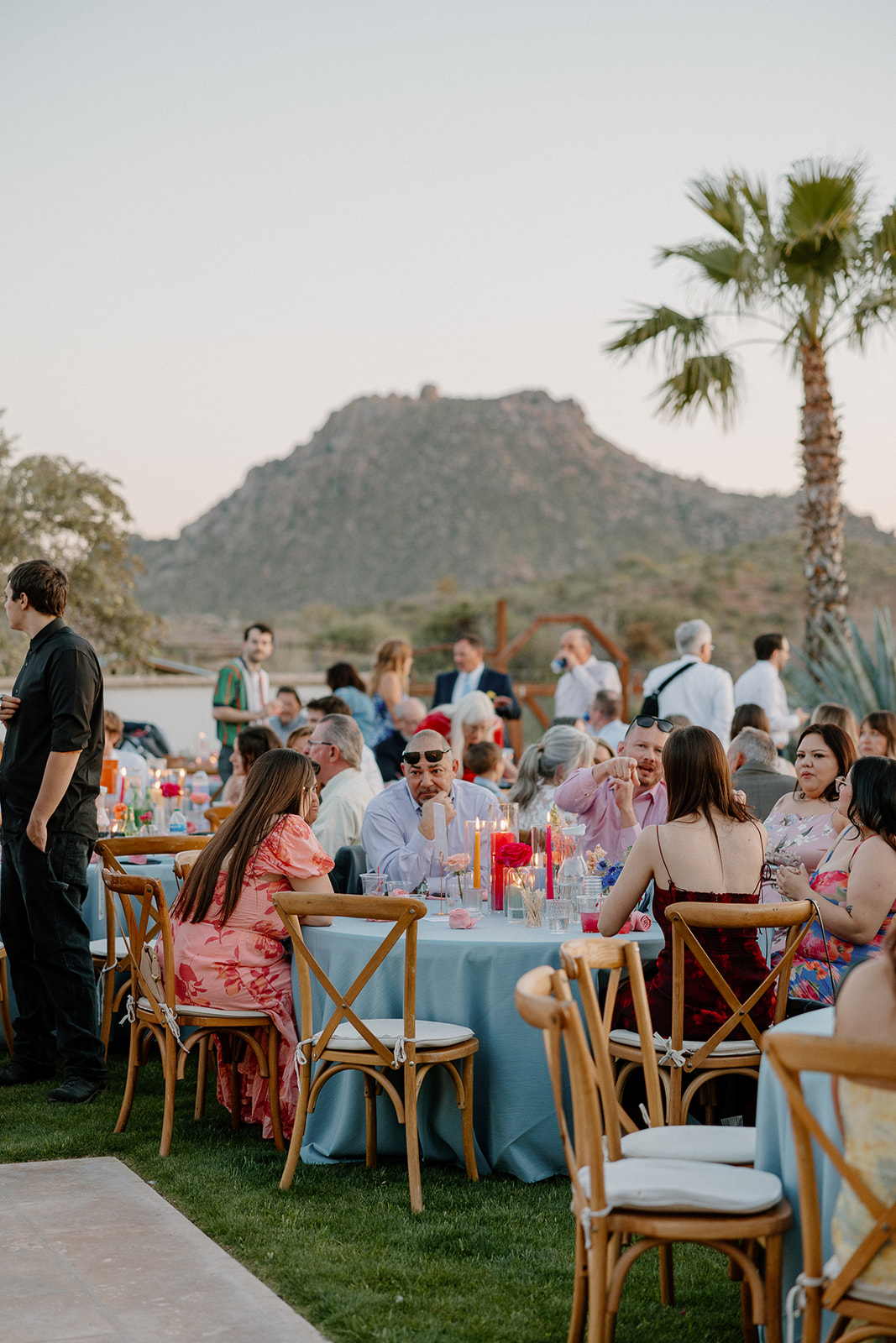 candid wedding reception photos of a backyard Arizona wedding 