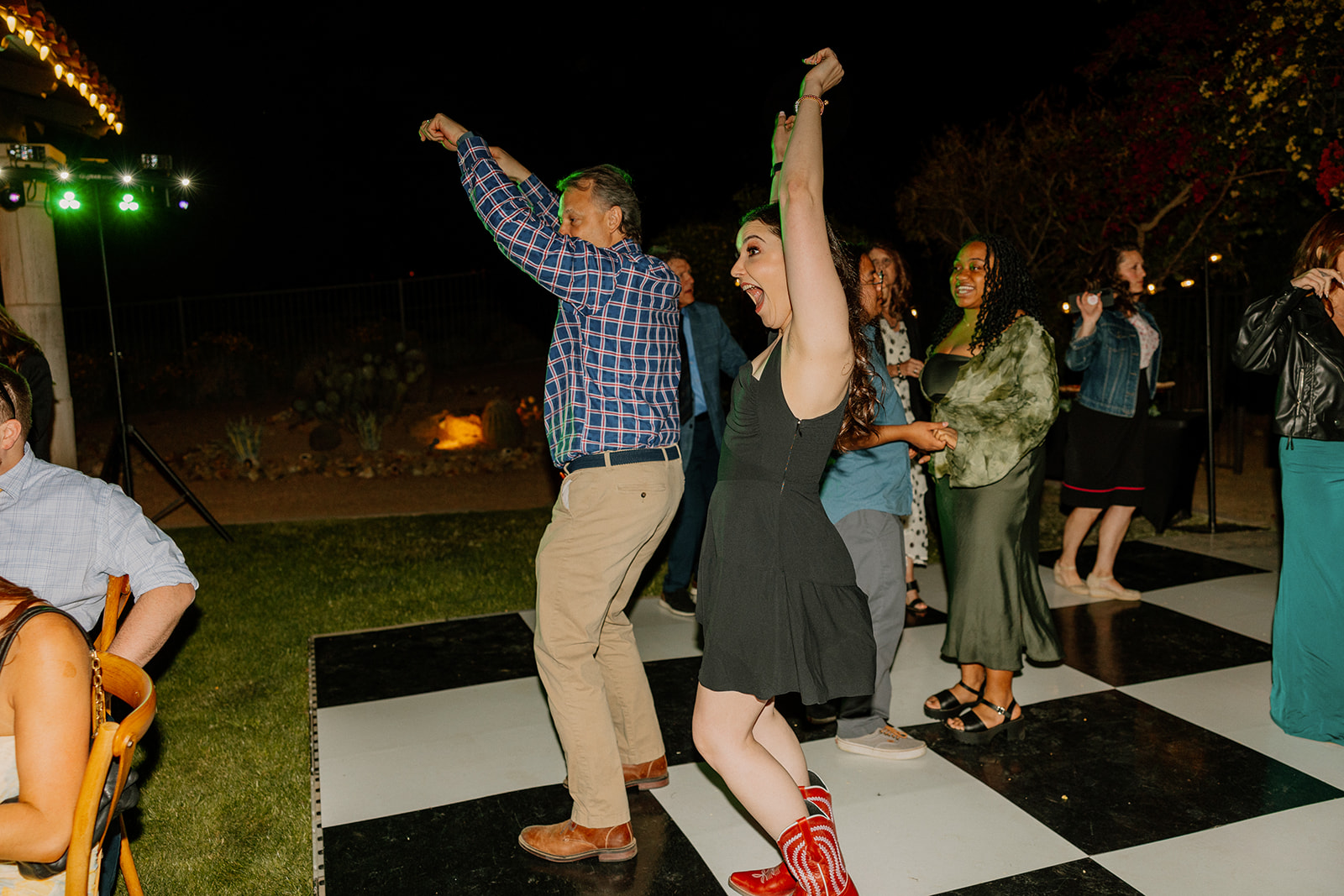 candid wedding reception photos of a backyard Arizona wedding 