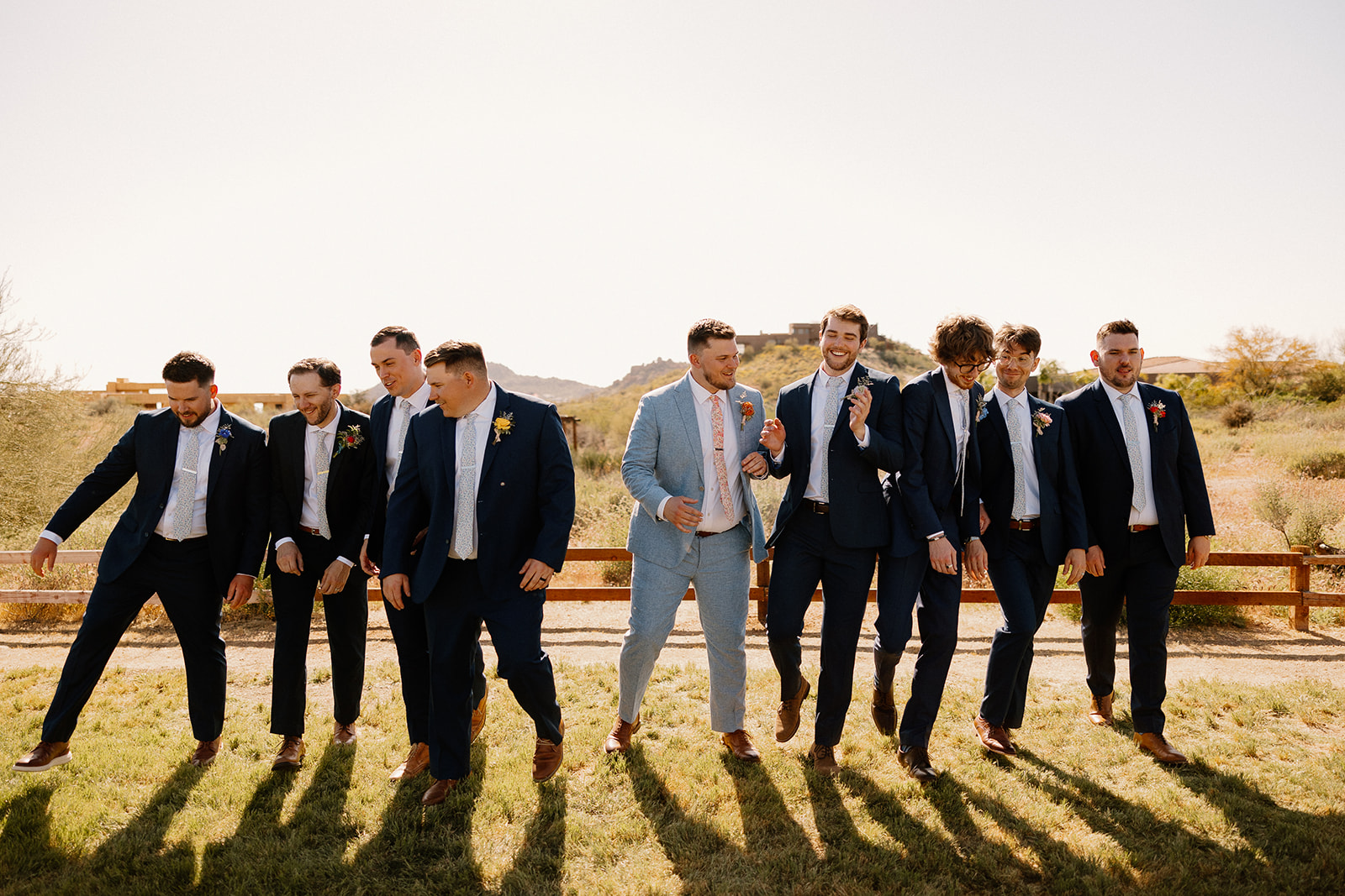 wedding party poses together after the dreamy Arizona wedding