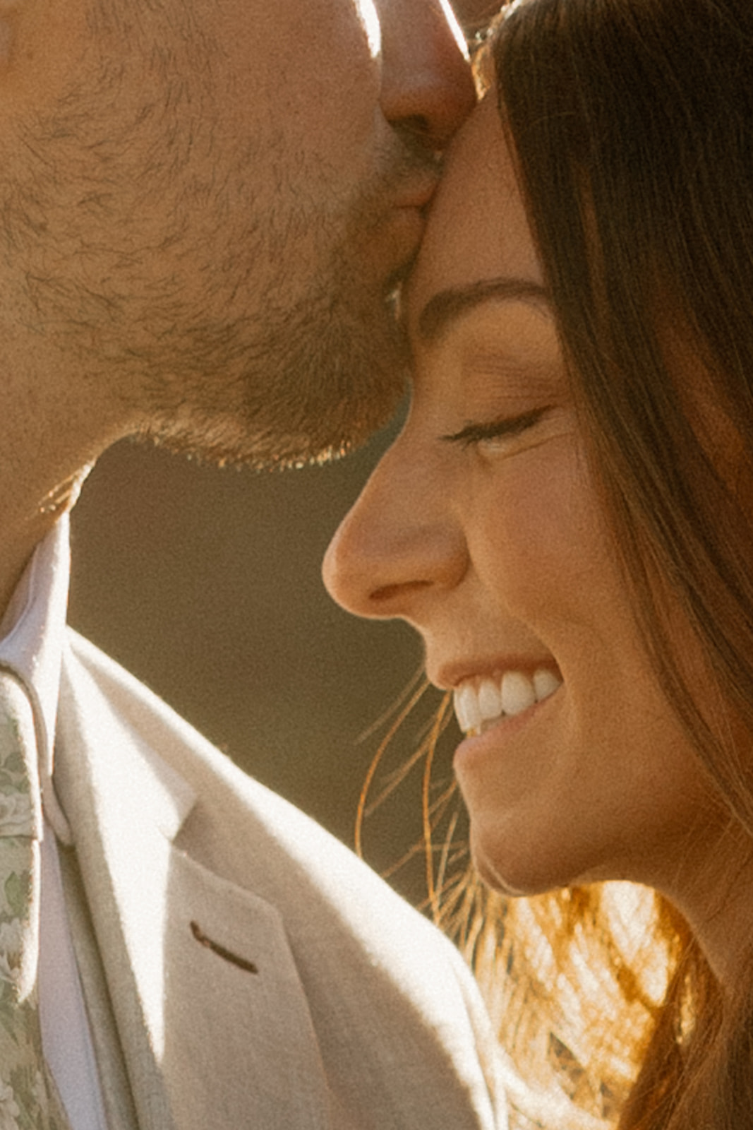 bride and groom pose together in the Arizona desert during their post wedding photoshoot