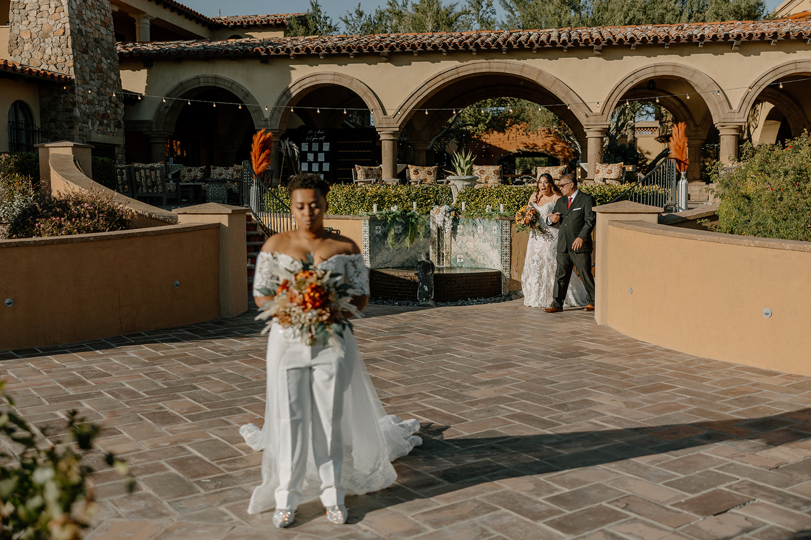 stunning brides pose together during their dreamy blackstone country club wedding