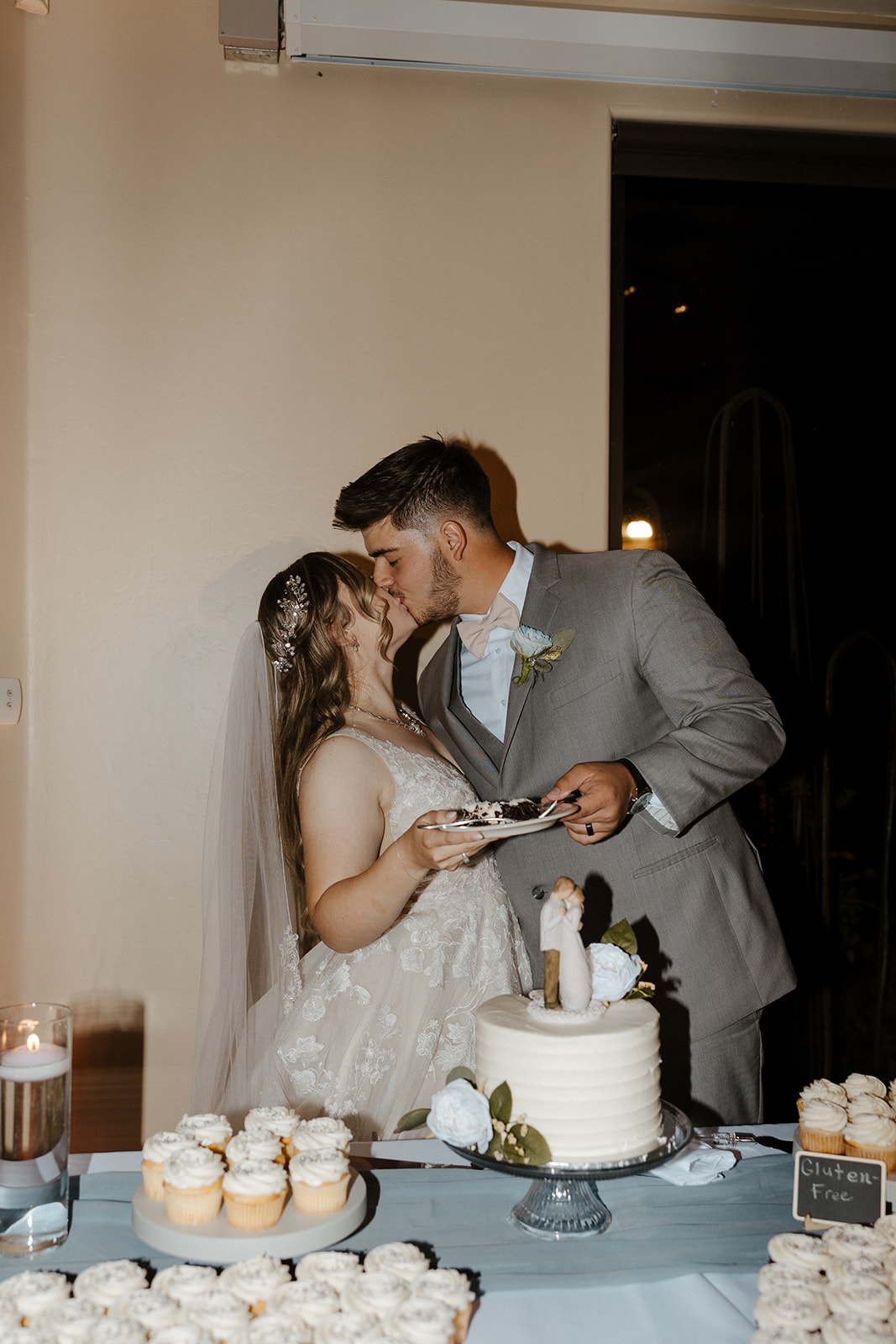 photo of bride and groom at their wedding reception. Include ample time in your wedding day timeline for your wedding reception photos