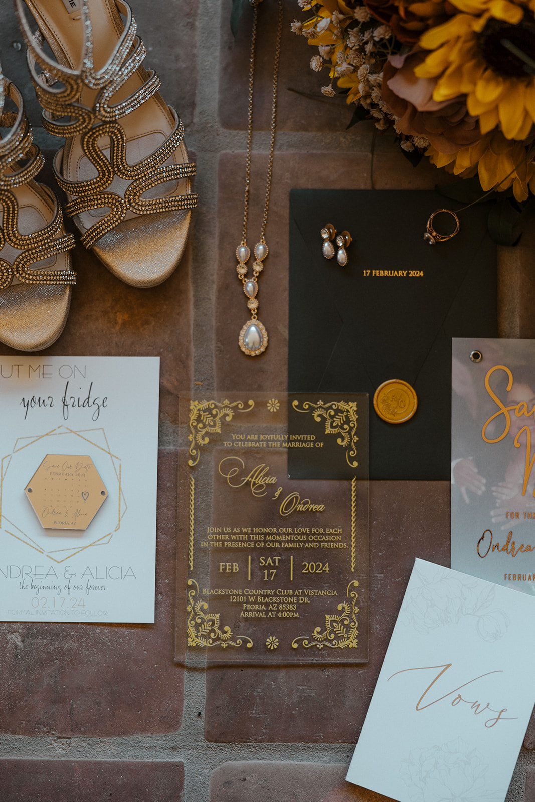 wedding detail flatlay photo