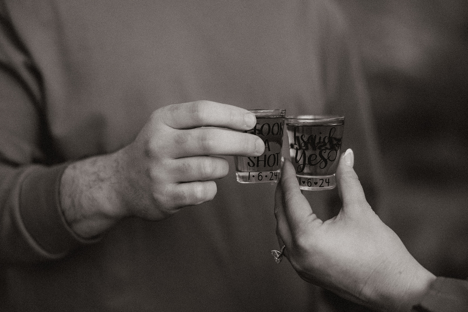 couple share a shot in the Arizona nature