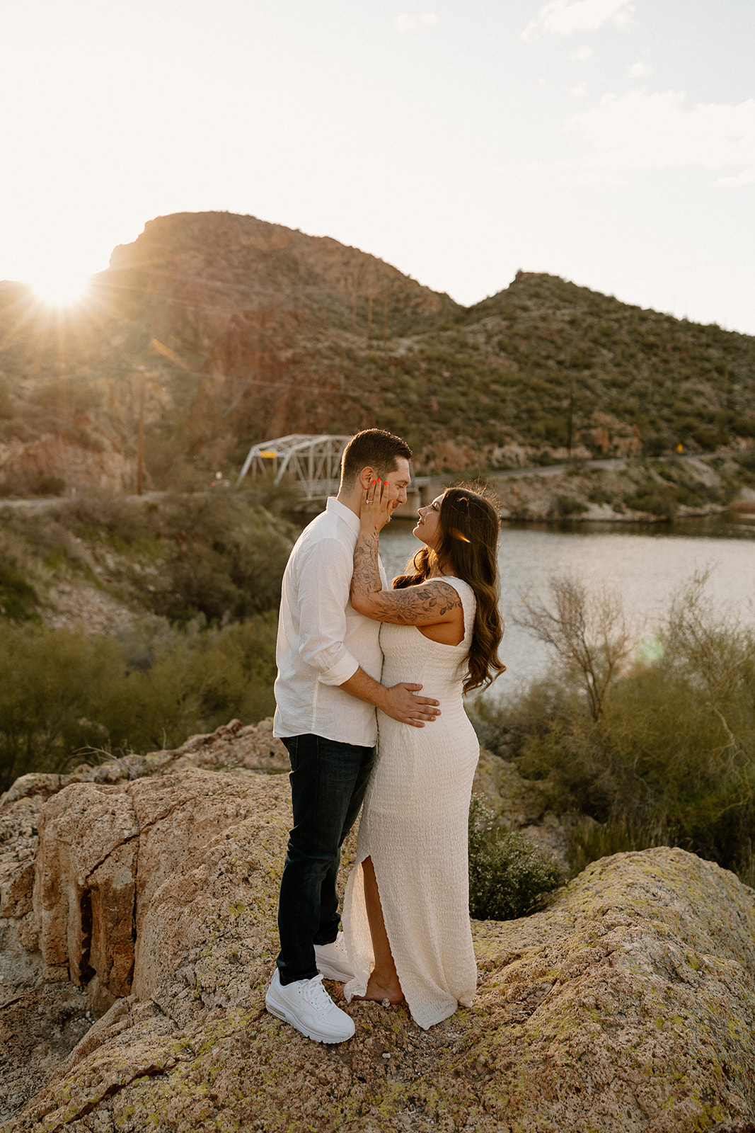 couple share intimate moments during their Arizona engagement photoshoot