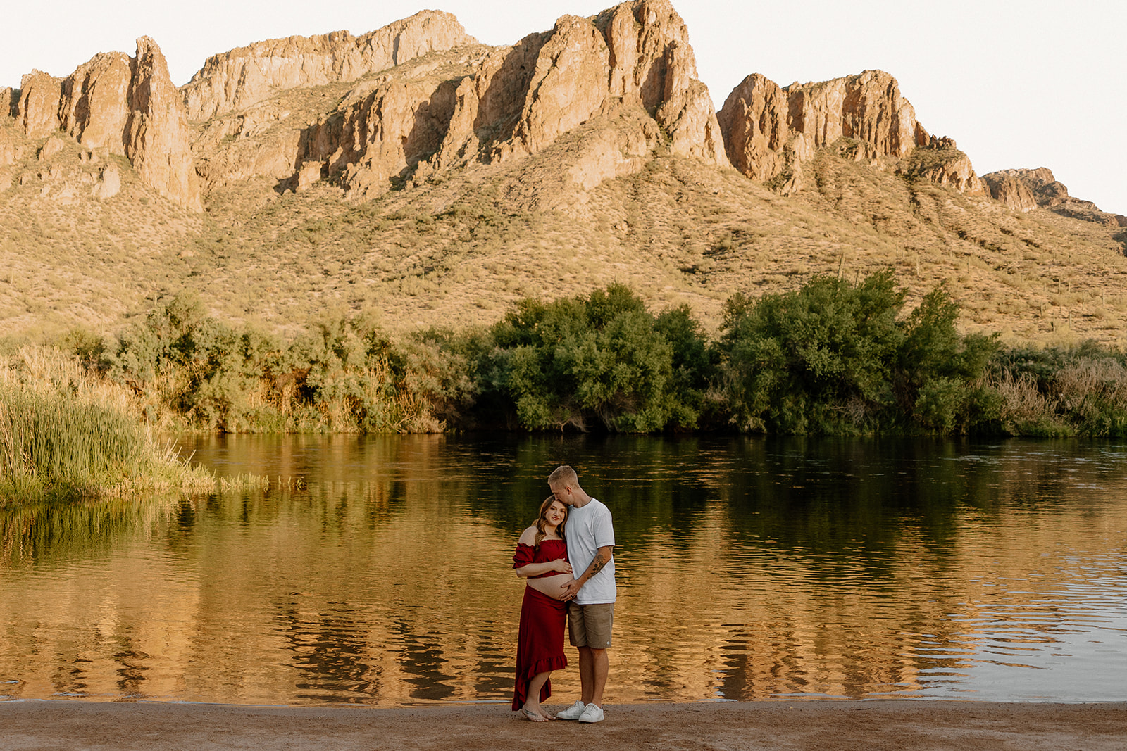 couple share intimate moments during their Arizona engagement photoshoot