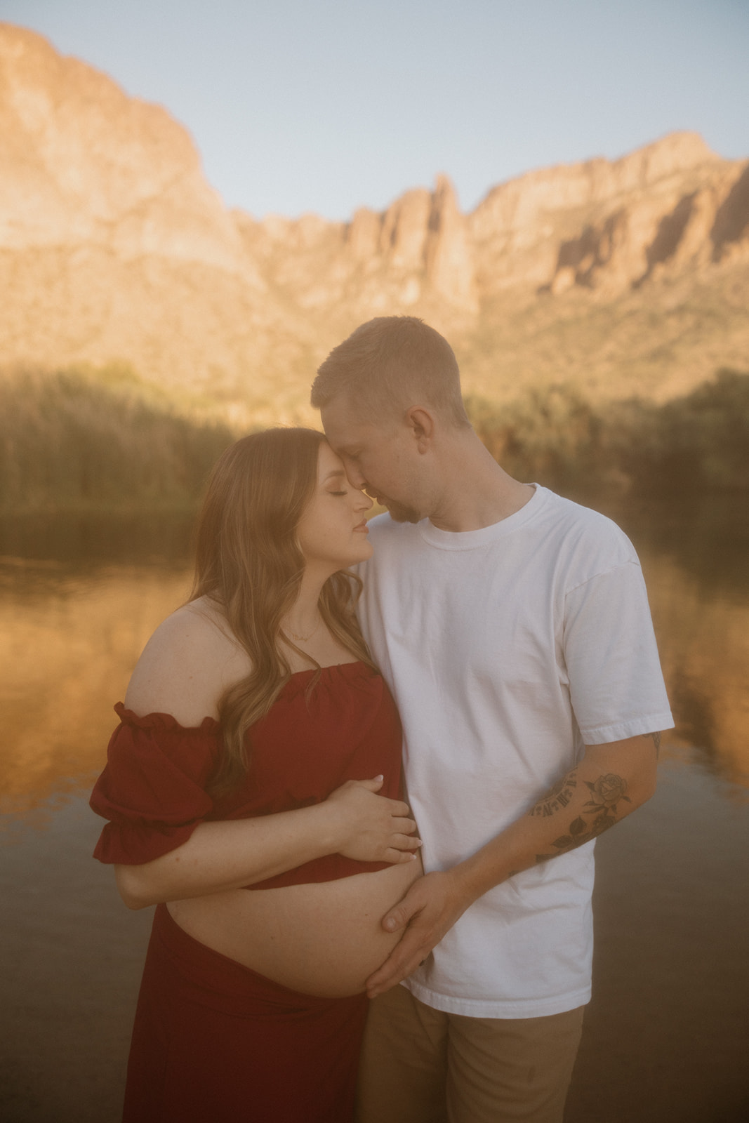 couple share intimate moments during their Arizona engagement photoshoot