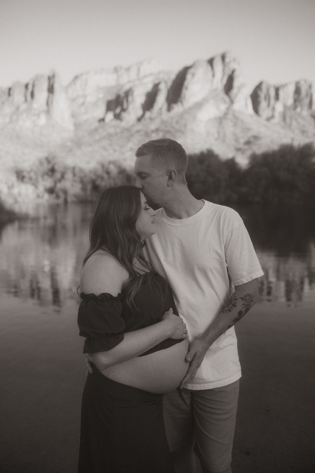 couple share intimate moments during their Arizona engagement photoshoot