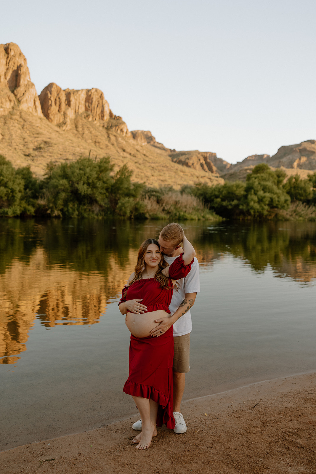 couple share intimate moments during their Arizona engagement photoshoot