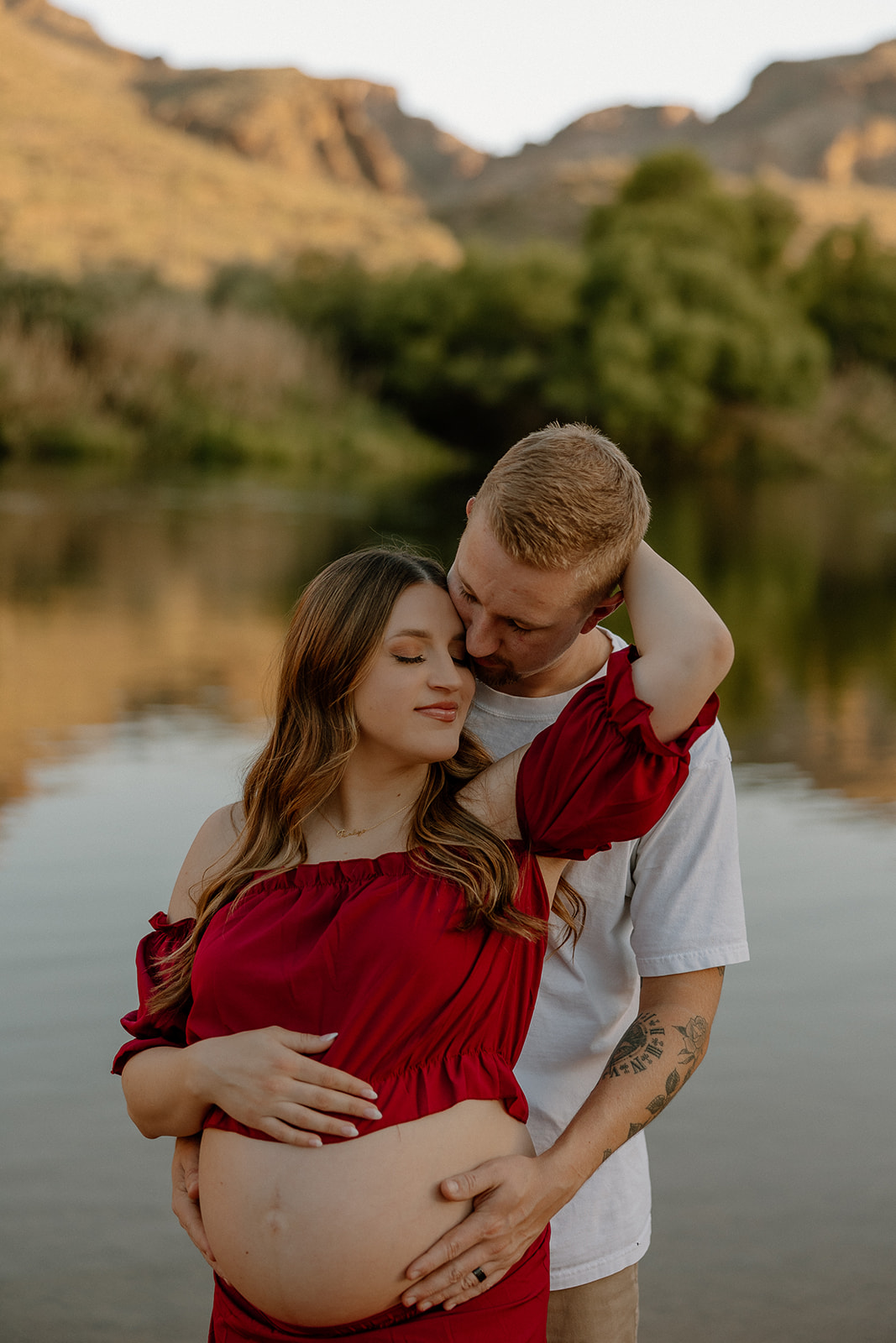 couple share intimate moments during their Arizona engagement photoshoot