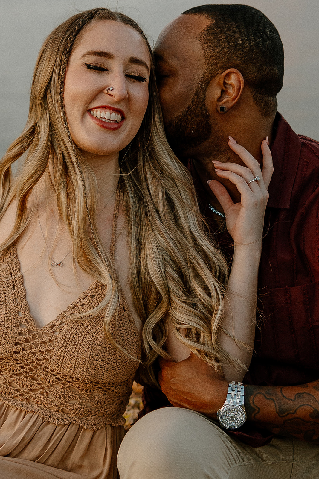 couple share intimate moments during their Arizona engagement photoshoot