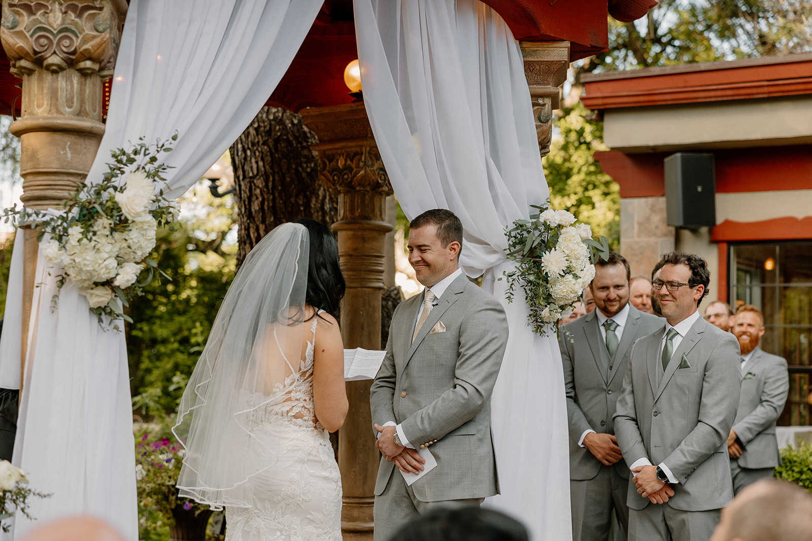 beautiful bride and groom share intimate moments together during their Arizona wedding