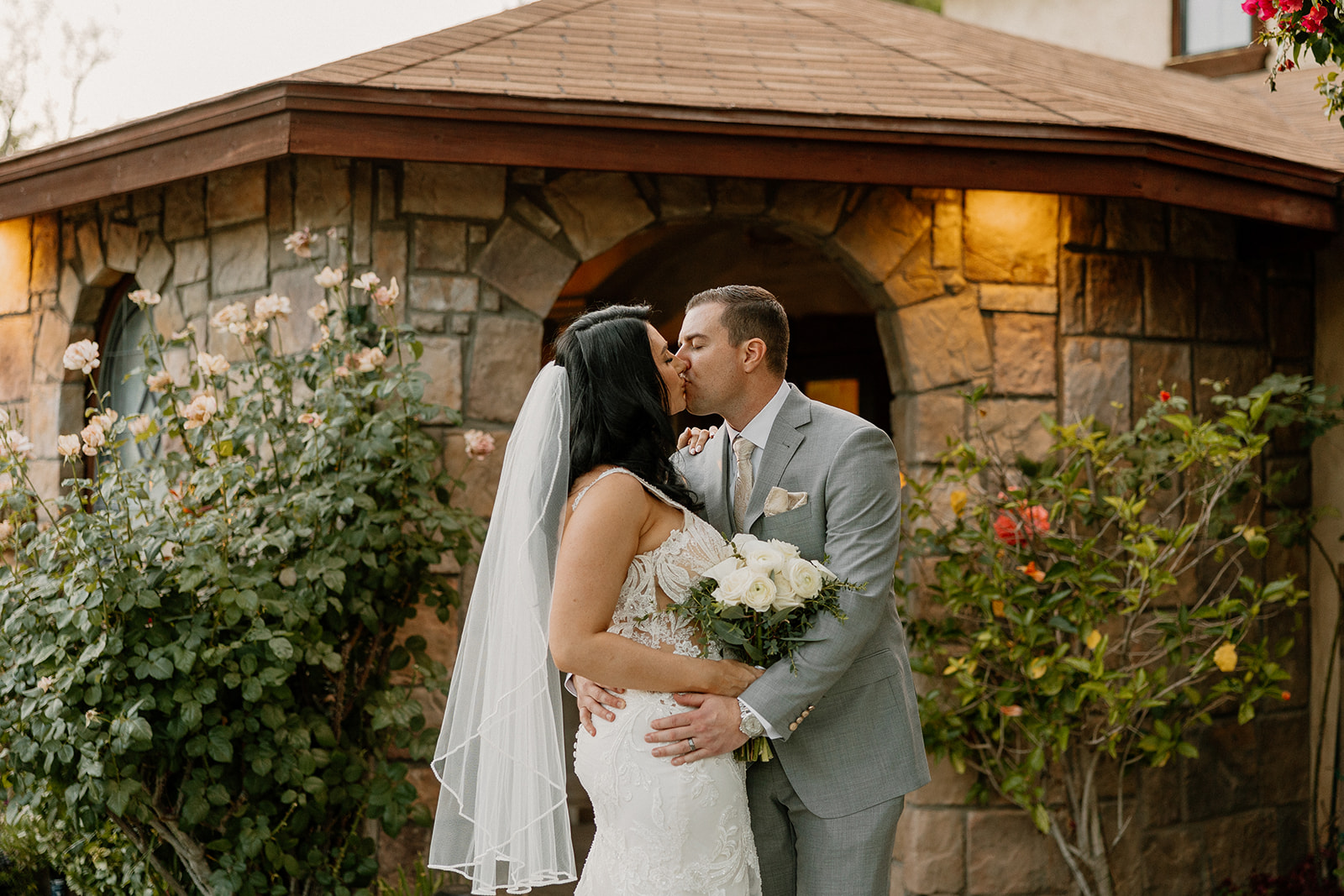 beautiful bride and groom share intimate moments together during their Arizona wedding