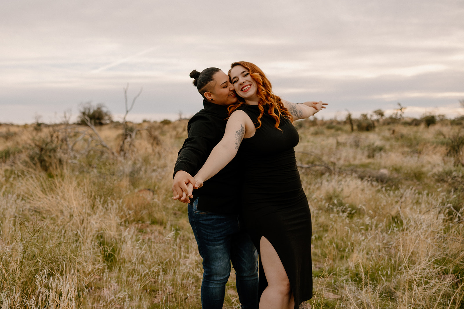 beautiful couple pose together in the Arizona desert