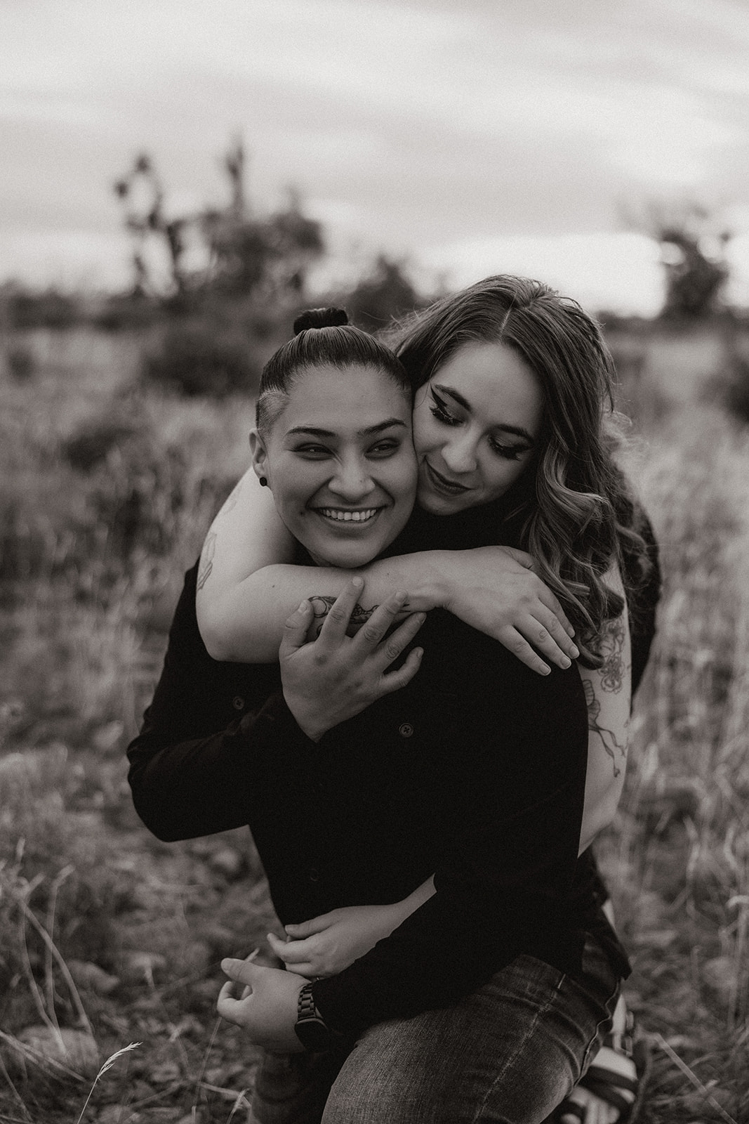 beautiful couple pose together in the Arizona desert